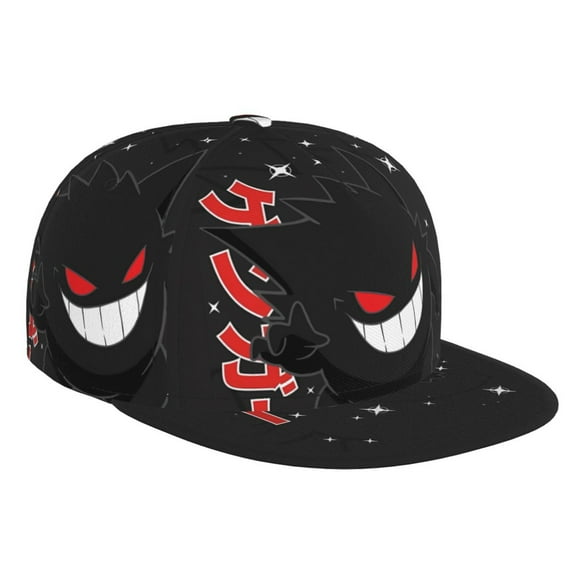 Gengar Baseball Cap For Men, Women & Kids, Classic Flat Brim Hat Hip Hop Trucker Hat Adjustable Snapback Hat