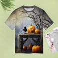 thumbnail image 4 of Halloween Ghosts Horror Pumpkin Women's Short Sleeve T-Shirt Crew Neck Casual Summer Trendy Loose Fit Tops, 4 of 6