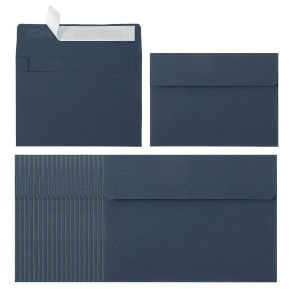 Uxcell 24ack Enveloppes A2, Enveloppes d'Invitation Auto-Scellantes Bleu Marine pour Cartes Postales de Mariage