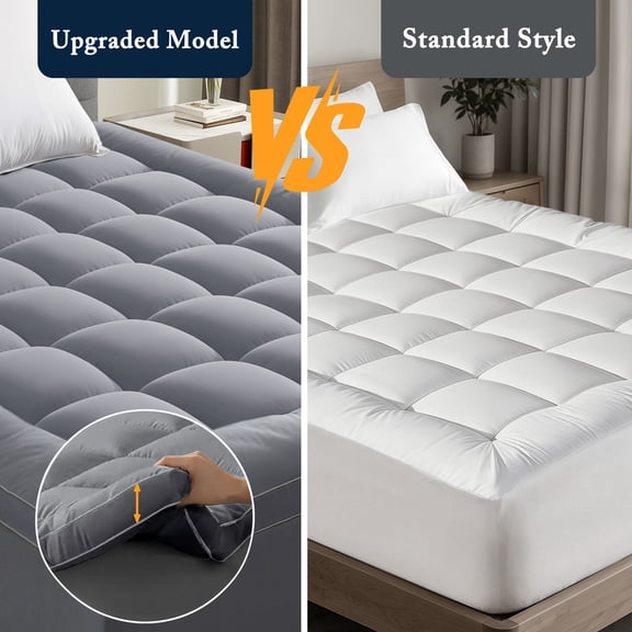 Extra Thick Queen Mattress Topper White, Thick Queen Size Mattress Pad and Mattress Protector Queen, Pillow Top for Back Pain Relief with Deep Pocket Cover