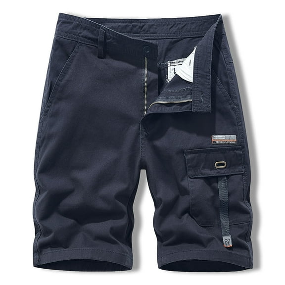 Honeeladyy Men Pocket Zip Shorts Buttoned Five Pants Work Shorts Shorts Five Pants