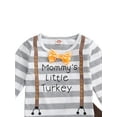 thumbnail image 5 of My First Thanksgiving Baby Boy Girl Long Sleeve Turkey Romper Bodysuit + Brown Pants + Hat 3Pcs Fall Outfit Set, 5 of 9