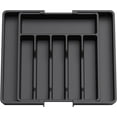 thumbnail image 1 of （Black）Cutlery Organizer, Expandable Drawer Utensil Tray, Adjustable Drawer Organizer for Kitchen, Compact Plastic Storage for Holding Spoons, Forks, 1 of 5