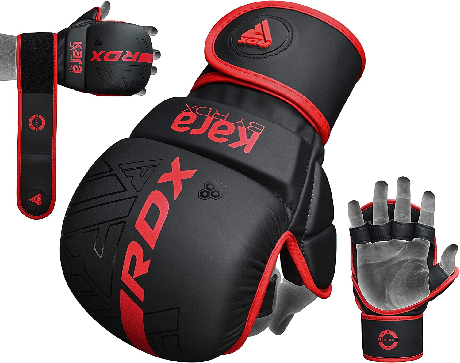 Open Palm Martial Arts Mitts Maya Hide Leather KARA Cage Gloves RDX MMA Gloves Grappling Sparring Punching Bag and Kickboxing Muay Thai Combat Sports Training