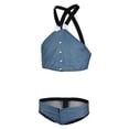 thumbnail image 3 of Conjunto de 2 piezas de arnés de pecho para el cuerpo de cuero Mentalic para hombre, ropa para discoteca, conjunto de disfraces Azul claro Yuyangstore Traje de arnés metálico para hombres., 3 of 7