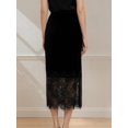 thumbnail image 5 of Women Midi Skirt A-Line Skirt with Lace Trim Long Skirt Casual Midi Skirt Black S, 5 of 9