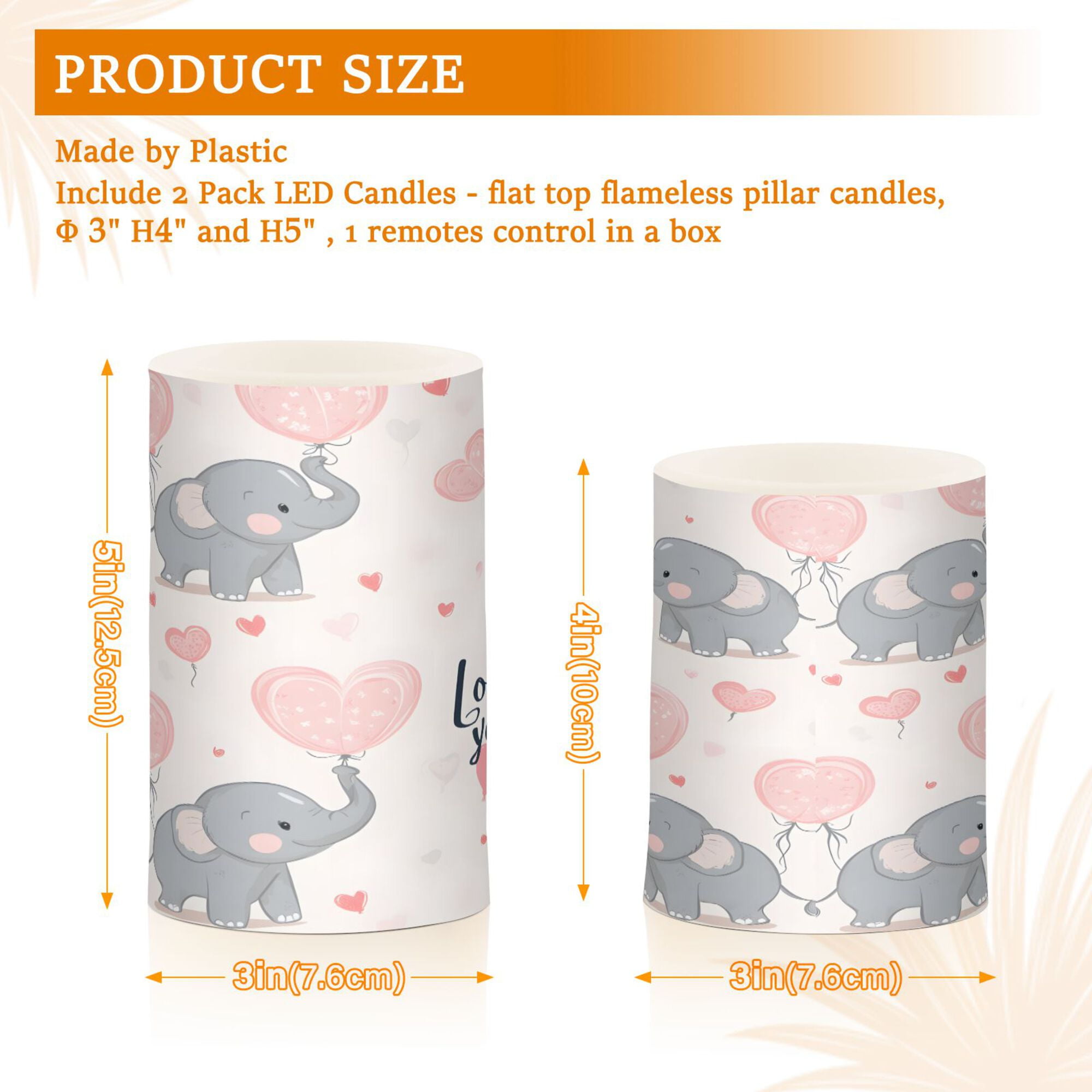 Yayeee Flameless Candles with Remote Flickering Battery Operated Multi Color Changing, Cute Elephant