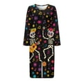 thumbnail image 5 of FOR U DESIGNS Skull Flower Music Note Print Womens Nightgown Comfortable Long Sleeve Night Shirts Lightweight Woven House Sleep Dress Duster Lounger Robes with Pockets, 2XL, 5 of 8