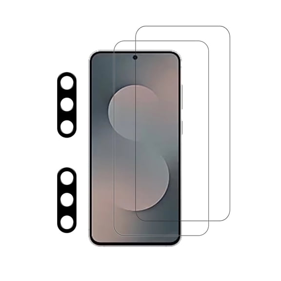 PAPAUTOP [2 Pcs] HD Clear Anti-Scratch Tempered Glass Screen Protector With Camera Protector for Samsung Galaxy S25 FE 2025