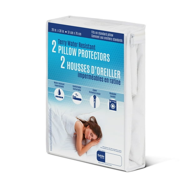 Safdie & Co. 20x30" Microfiber Waterproof Pillow Protector in White (Set of 2)