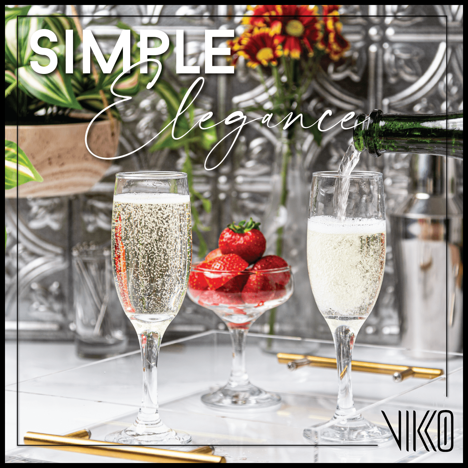 Vikko Champagne Flutes, 6 Ounce Toasting Champagne Flute, Crystal Clear Champagne Glasses, Set of 12 Elegant Sparkling Wine Glasses
