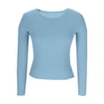 thumbnail image 6 of vigerkar Womens Long Sleeve Shirts Blouses Fall Fashion Ribbed Basic Tops Winter Clothes (Light Blue, S), 6 of 6