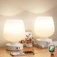 thumbnail image 1 of Lámpara de Mesa Táctil Seealle Juego de 2 con Puertos USB-C y A Vidrio Blanco, 1 of 9