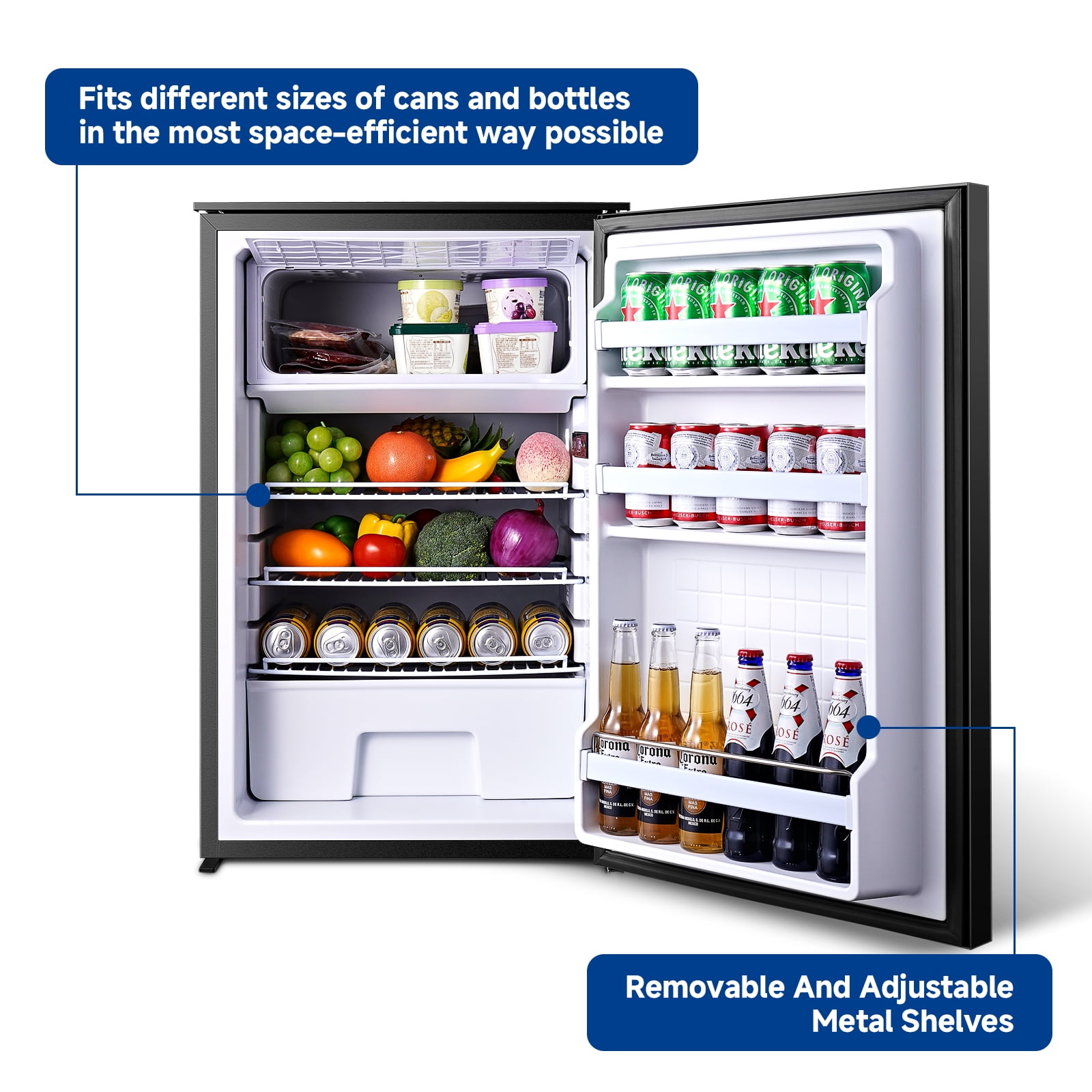 BODEGA 12 Volt Refrigerator with Freezer, 116.2 Quart Portable Car Fridge Freezer, 12/24V DC Travel RV Refrigerator, Black