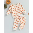 thumbnail image 3 of Wassery Toddler Boys Girls Fall Outfits 6M 12M 18M 24M 3T Infant 2Pcs Halloween Clothes Set Pumpkin Print Crew Neck Long Sleeve Sweatshirts and Long Pants, 3 of 9