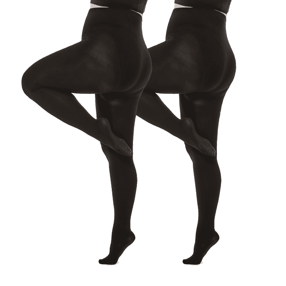 G&Y Plus Size Tights for Women -80D Semi-Oqaque Tights, 2Pairs, Black