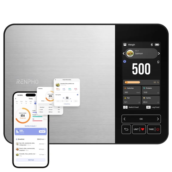 RENPHO Rechargeable Smart Food Scale with Nutritional Calculator, Calibra | TFT Color Display