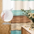 thumbnail image 3 of No Hook Shower Curtain, Farmhouse Aqua Brown Shower Curtains for Bathroom with See Through Top Window, Vintage Wooden Striped Waterproof & Washable Bath Curtain Small Stall 36"x78", 3 of 9