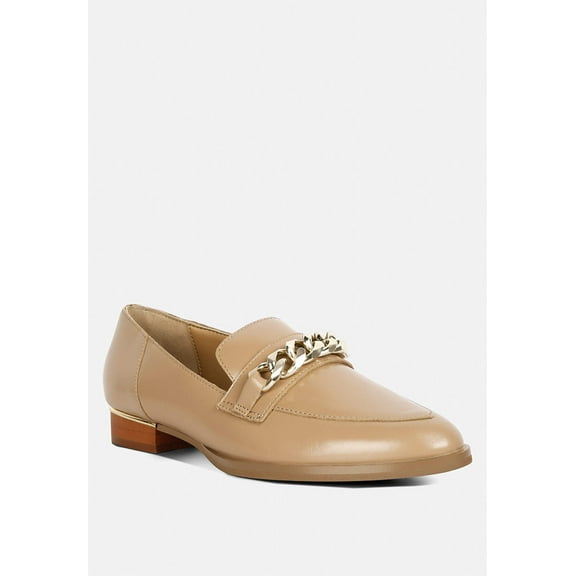 POLA Nude Leather Horsebit Loafers