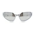 thumbnail image 2 of High Fashion Cropped Top 90s Sports Style Wrap Around Plastic Sunglasses Silver Mirror, 2 of 4