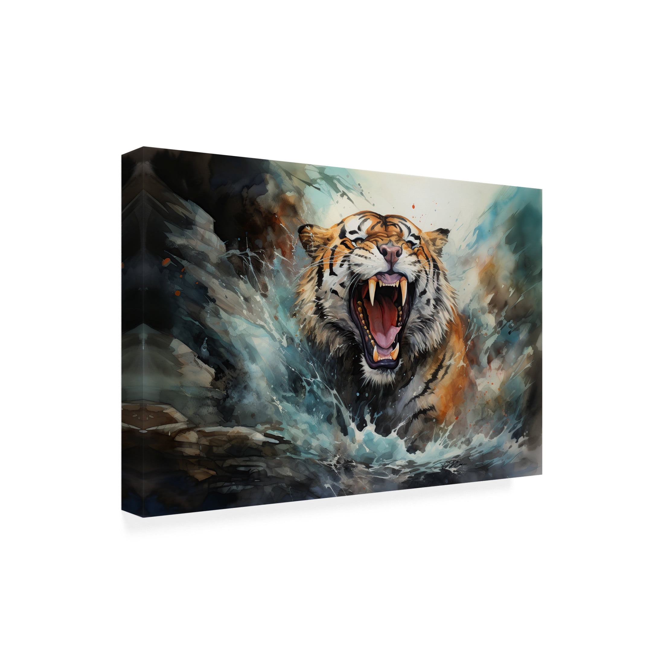 Canvas Wall Art - Momart 'Wild Life Of Predators In Watercolor 1' Wall Art for Living Room, Bedroom, or Office Décor by Trademark Fine Art - 24 x 16 Inches