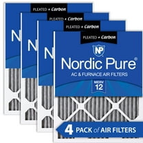 16x25x1 (15_1/2x24_1/2) Furnace Air Filters MERV 12 Pleated Plus Carbon 4 Pack