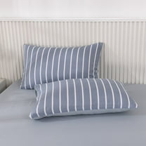 AuroraX Standard Pillow Cases 2 pack Breathable Blue Pillowcase for Hair & Skin Smooth Soft Cotton Zip Closure Solid Stripe Improving Sleep