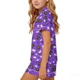 thumbnail image 6 of JOANKDMI 2 Piece Big Girls Pajamas Halloween Bat & Ghost Print Short Sleeve Button Down Shirt and Shorts Set Tagless Soft Everyday Sleepwear Lounge Wear, 5Y-14Y, 6 of 7