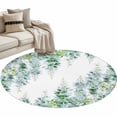 thumbnail image 2 of Green Flowers Round Living Room Rugs 3.3 ft, Watercolor Green Wisteria Floral Washable Area Rug with Non-Slip Sturdy Edge Binding Round Front Door Mat Floor Carpet for Entryway, 2 of 9