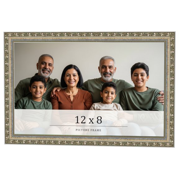 12x8 Frame Silver Solid Wood Picture Frame Width 1.125 Inches | Interior Frame Depth 0.375 Inches |