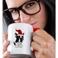 thumbnail image 2 of 3drose, Funny Christmas Boston Terrier Dog in Santa Hat, 11oz Two-tone Red Mug, 2 of 6