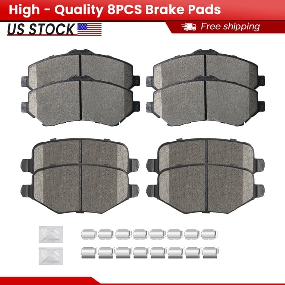 ACB ZONE Front and Rear Ceramic Brake Pads with Hardware for 2008-2016 Chrysler Town & Country Dodge Grand Caravan 2009-2013 Dodge Journey 2009-2014 Volkswagen Routan (S-1273 S-1719)