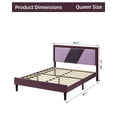 thumbnail image 4 of SAINSPEED Queen Bed Frame, Tufted Platform Bed Frame with Adjustable Height Headboard, Velvet Mix Color Upholstered Bed Frame, Purple, 4 of 7