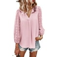 thumbnail image 2 of SAYOO - Camiseta de cuello en V de color sólido para mujer, blusa holgada de manga larga con decoración de flores, suéter holgado SAYOO  Moda, 2 of 9