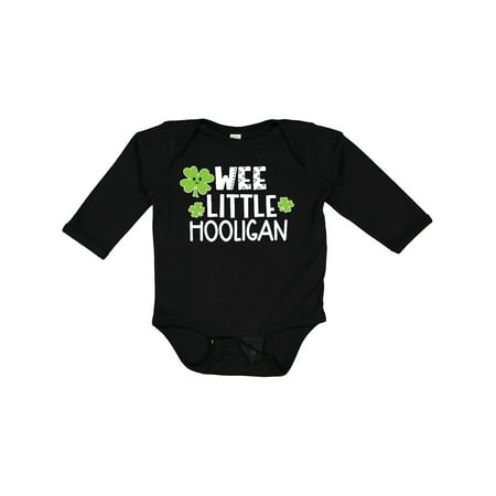 

Inktastic St. Patrick s Day Wee Little Hooligan with Green Clovers Boys or Girls Long Sleeve Baby Bodysuit