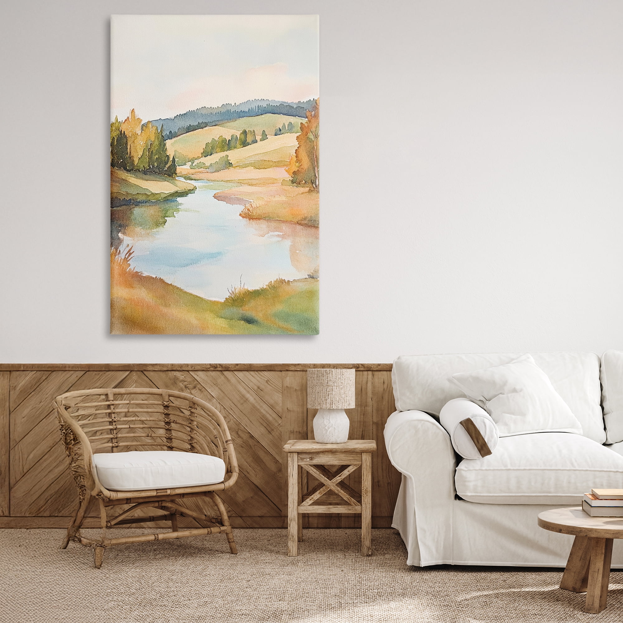 Stupell Industries Serene Watercolor Lake Escape Canvas Wall Art, design by Petal Prints Design