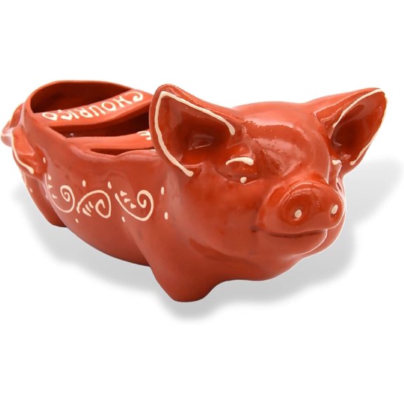 Traditional Portuguese Pottery Terracotta Clay Sausage Roaster Pig Made in Portugal