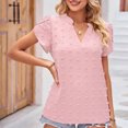 thumbnail image 5 of XuJwPNcy Women's Blouse V Neck Shirt Dressy Casual Work Tops Chiffon Blouse Summer Petal Short Sleeve Tunic Shirts, 5 of 5