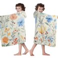 thumbnail image 4 of Pioneer Flower Floral Print Pattern Hooded Bath Towel，50"x30" for Ages 3 To 12 Kids, Quick Dry Lightweight Soft Microfiber Hood Beach Towel Cover Up for Kids, 4 of 7