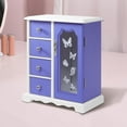 thumbnail image 3 of 4 Tier Purple Wooden Double Door Jewelry Storage Box w/4 Drawers+Built-in Mirror, 3 of 13