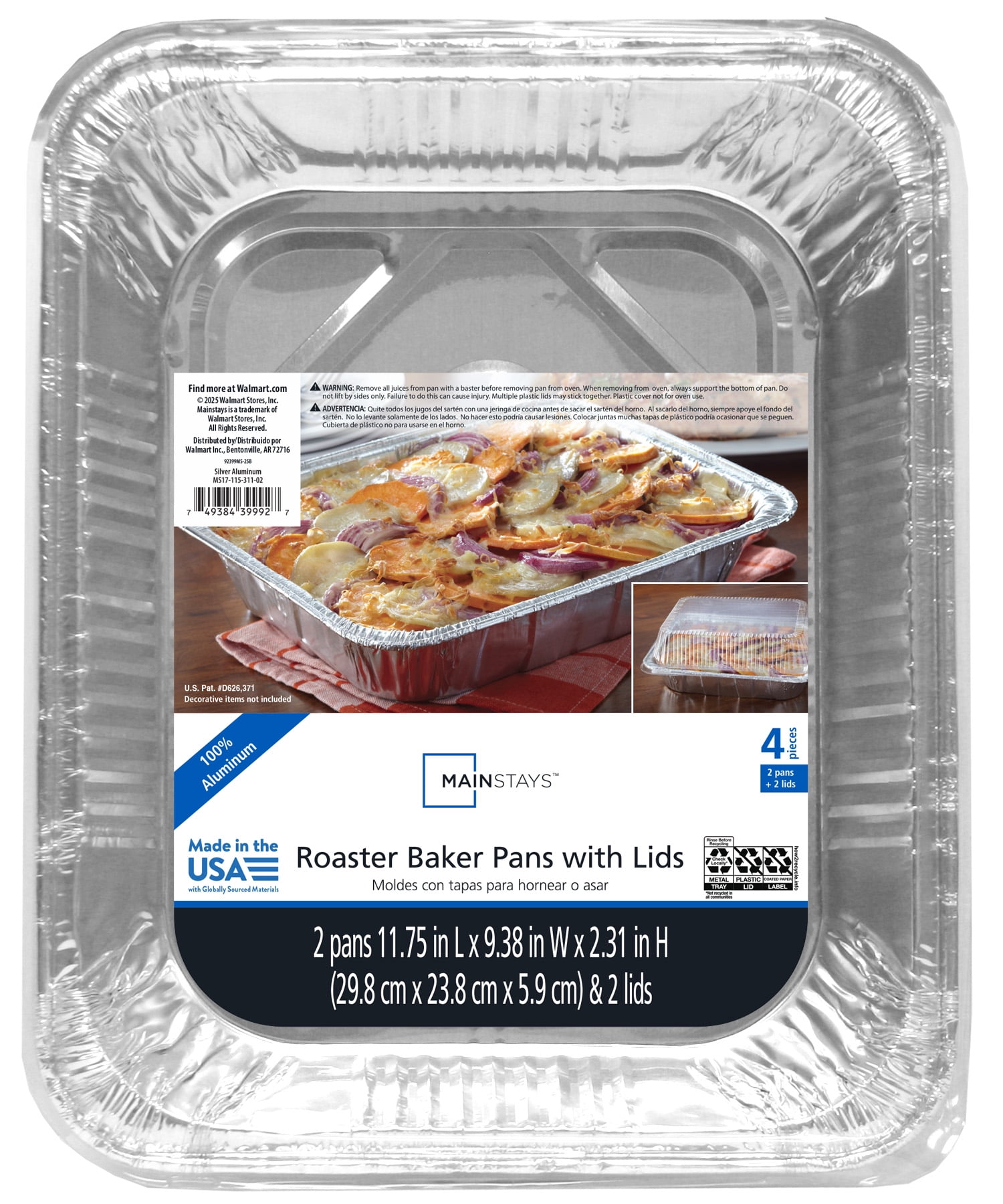 Mainstays 13.25 in x 10.75 in Disposable Aluminum Roasting Pans with Plastic Lid