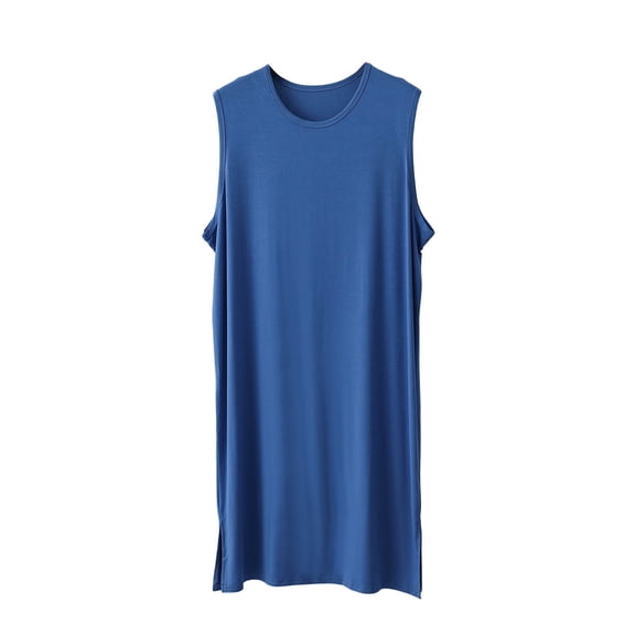 Ankola Men's Loose Sleeveless Nightshirt, Soft Breathable Long Tank Nightgown, Summer Casual Sleep Dress