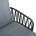 thumbnail image 6 of Piper Modern 4 Piece Outdoor Patio Conversation Set, Woven Rope Sofa Set with Cushions, and Coffee Table, Black+Grey, 6 of 13