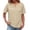 Beige, variant on Linen Shirts for Women Summer Casual V Neck Short Sleeve Spring Tops Blouses Loose Fit Cotton Trendy Clothes Beige M