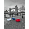 thumbnail image 2 of Frank, Assaf 19x24 Gold Ornate Wood Framed with Double Matting Museum Art Print Titled - Colorful umbrellas on promenade near Tower bridge-London-UK, 2 of 4