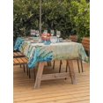 thumbnail image 3 of Outdoor Table Cloth with Umbrella Hole and Zipper, Teal Sea Turtle Coastal Waterproof Rectangle Tablecloth 60"x102", Vintage Summer Beach Seaweed Washable Table Cover for Outside Party Patio Picnic, 3 of 8