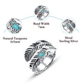 thumbnail image 3 of JQUEEN Feather Turquoise Turquoise Ring, 925 Sterling Silver Adjustable Rings for Unisex, 3 of 5