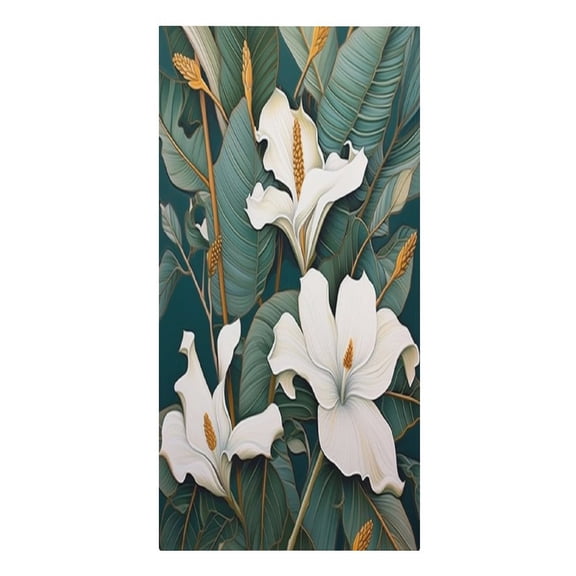 RKSupls Green Leaves White Flowers Microfiber Beach Towel Absorbent Compact Towels for Swimming Pool Beach Travel Things for Vacation Essentials Adult Gift,61.4×30.3Inch