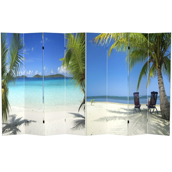 Oriental Furniture 6 ft. Tall Beach Room Divider - 4 Panel