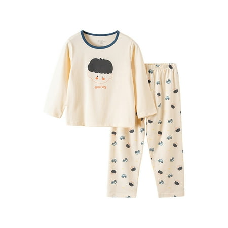 

Girls Fall Outfits Boys Baby Soft Pajamas Cartoon Prints Long Sleeves Sleepwear Top Pants Sets Outfits Baby Boy s Clothing Beige 5 Years-6 Years